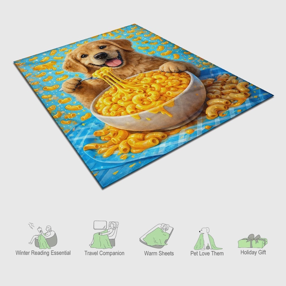 Golden Puppy Mac and CheeseThrow Blanket - 50x60 - Picture 6 of 6
